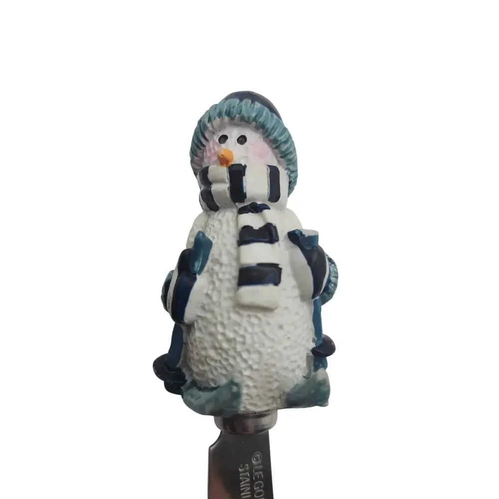 Le Gourmet Chef Snowman Cheese Spreader Christmas Holiday Resin Handle Stainless